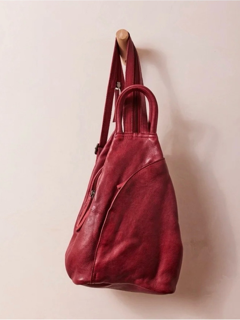 Free People We The Free Soho Convertible Sling Backpack Crimson Leather BNWT